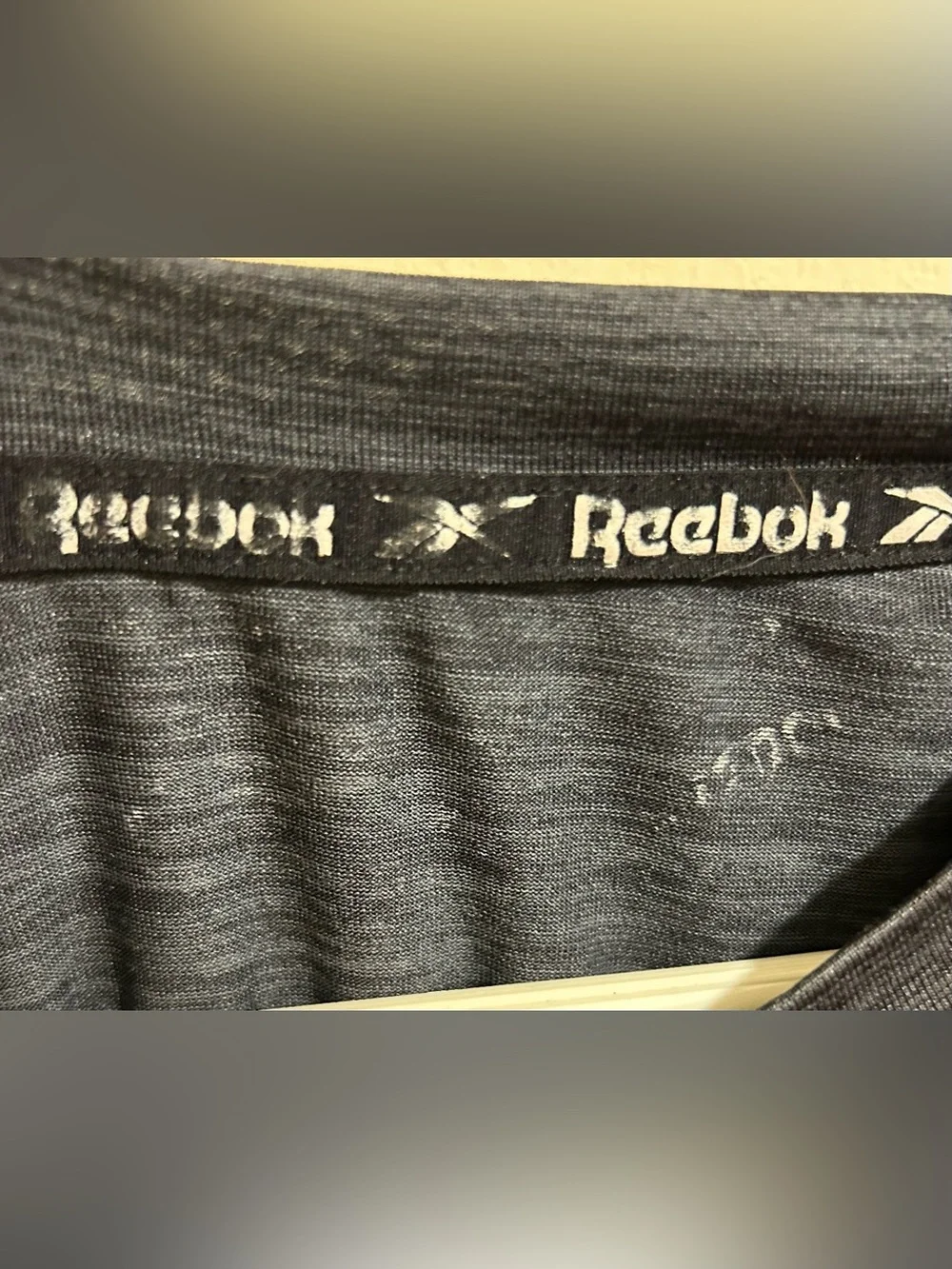 Heather Gray Reebok Men's Big Black Logo Crewneck Short Sleeve Tee XXL